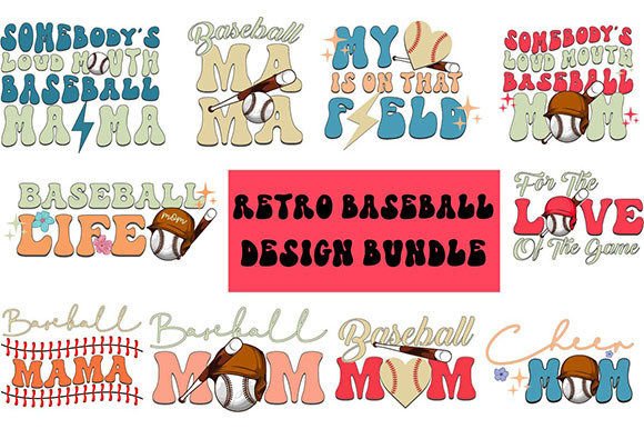Download Retro Baseball Mom SVG Design Bundle - Mom svg design Collection