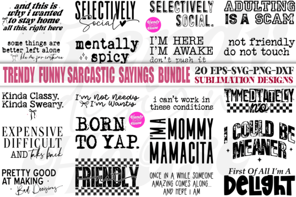 Download Funny Sarcastic Quotes Bundle SVG PNG - Quote Collection