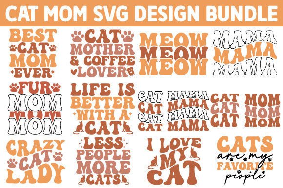 Download Cat Mom Svg Design Bundle - Mom svg design Collection