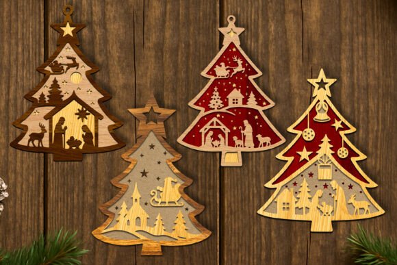 Download Laser Cut Christmas Tree Ornament Bundle - Laser cut christmas Collection