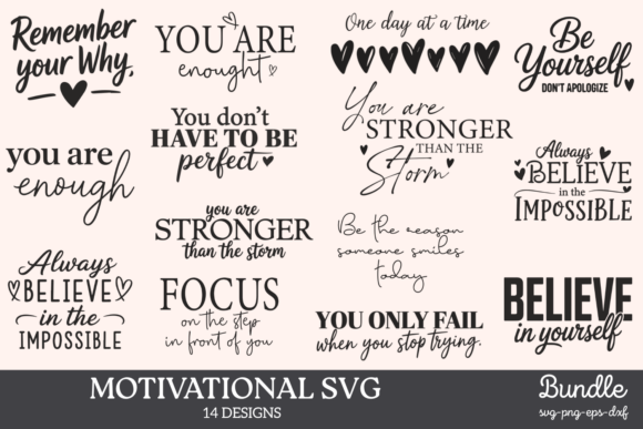 Download Motivational Quotes SVG Bundle - Quote Collection