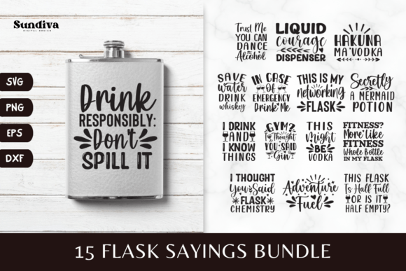 Download 15 Flask Alcohol Quotes SVG Bundle - Quote Collection