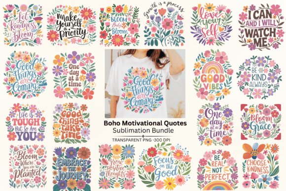 Download Boho Motivational Quotes Png Bundle - Quote Collection