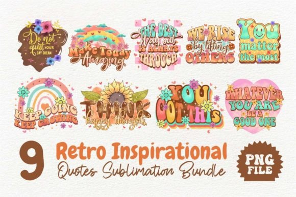 Download Retro Inspirational Quotes PNG Bundle - Quote Collection
