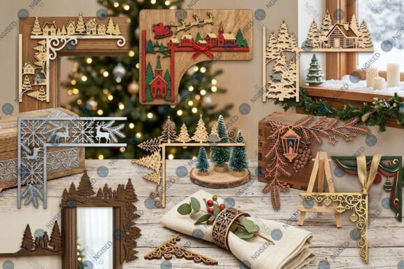 Download Laser Cut Christmas Door Corner SVG Bund - Laser cut christmas Collection